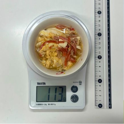 小鉢1杯分の豆腐とカニカマのスープ