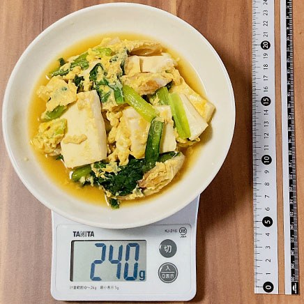 中皿1皿・1人前の豆腐の卵とじ