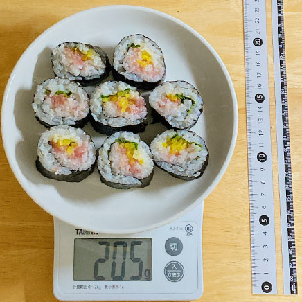 8切れ分・1人前のとろたく巻き