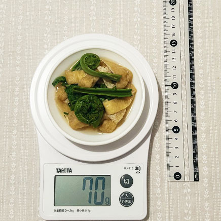 小皿1皿分のこごみと油揚げの煮物