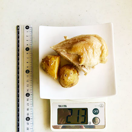 鶏肉1/2枚分の鶏肉のコンフィ