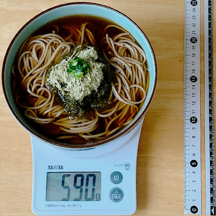 丼1杯・1人前のとろろ昆布そば(計量)