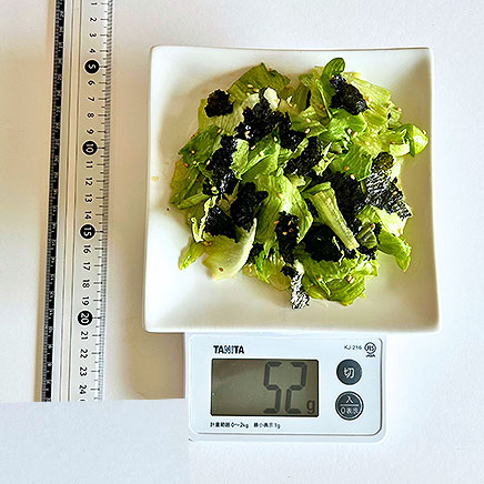 中皿1皿分のレタスと海苔のサラダ