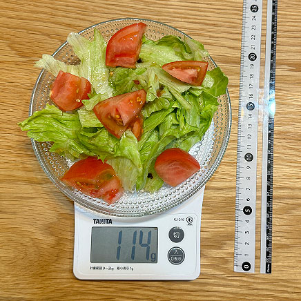 大皿1皿分のレタスとトマトのサラダ