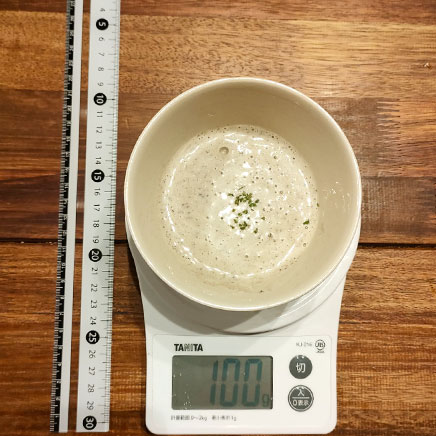 100gのマッシュルームのポタージュ