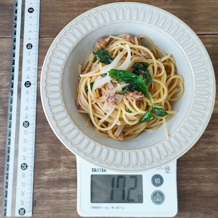 中皿1皿分・半人前のツナと玉ねぎの和風パスタ