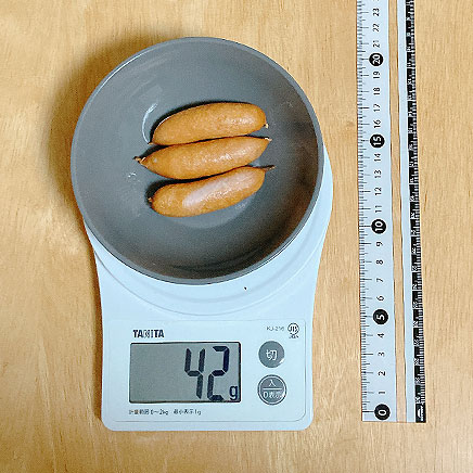 ウインナーのベーグルサンド1個分のウインナー