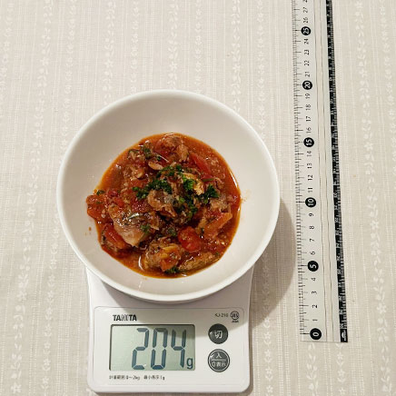 中鉢1杯分の鯖のトマト煮