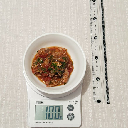 100g分の鯖のトマト煮