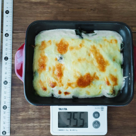 グラタン皿1皿分のほうれん草のグラタン