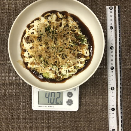 1枚分のキャベツと長芋のお好み焼き