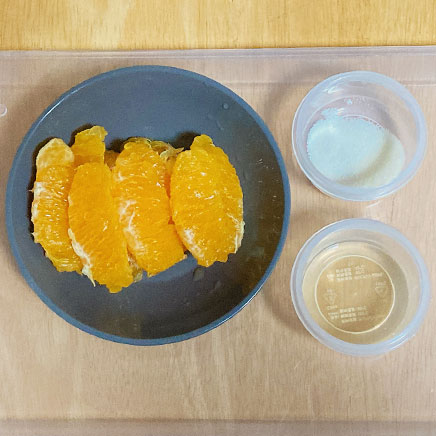 小鉢1杯・1人前のバレンシアオレンジゼリーの材料