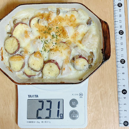 グラタン皿1皿分・1人前のさつまいものグラタン