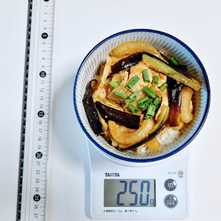 小丼1杯分の豚肉となすの丼