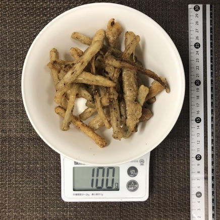 100g分のごぼうのピリ辛揚げ