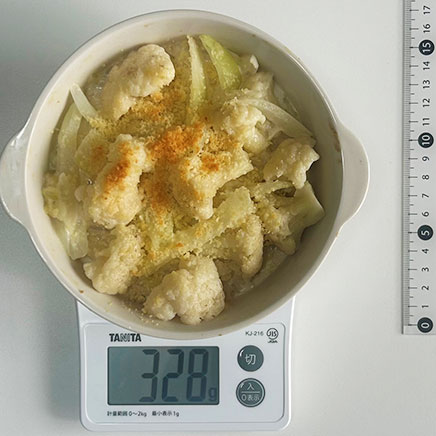 グラタン皿1皿分のカリフラワーのグラタン