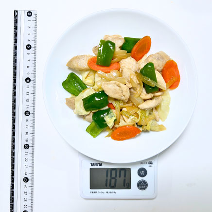 大皿1皿分のささみの野菜炒め