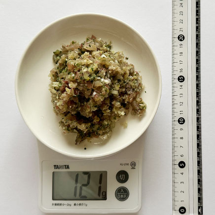 小皿1皿分のいわしのなめろう