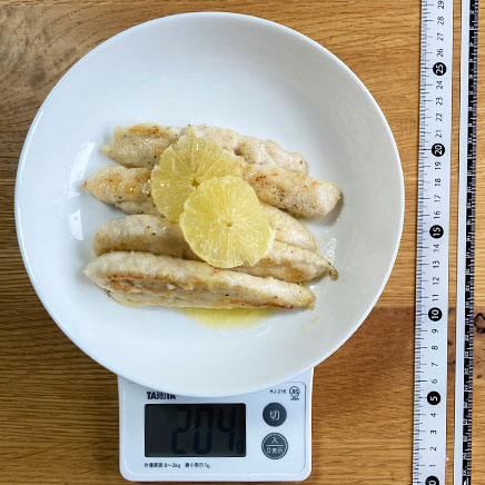 4本分のささみのムニエル