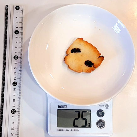 1枚分のレーズンクッキー