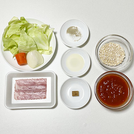 2人前のオートミールトマトスープに使った材料