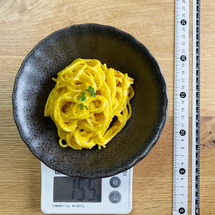 小皿1皿分のかぼちゃのクリームパスタ