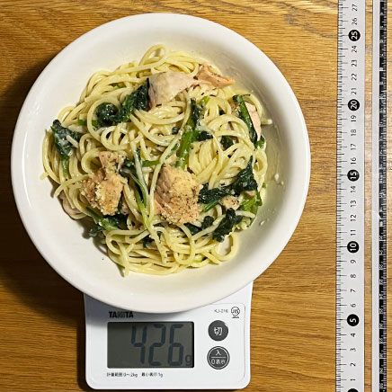 深皿(中)1皿分のサーモンのクリームパスタ