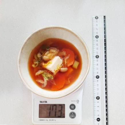 汁椀(中)1杯分の豆腐キムチスープ
