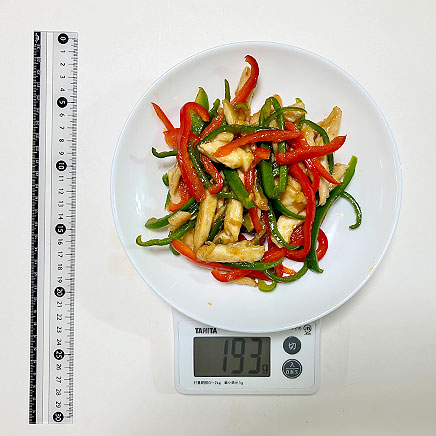 大皿1皿分のささみのチンジャオロース