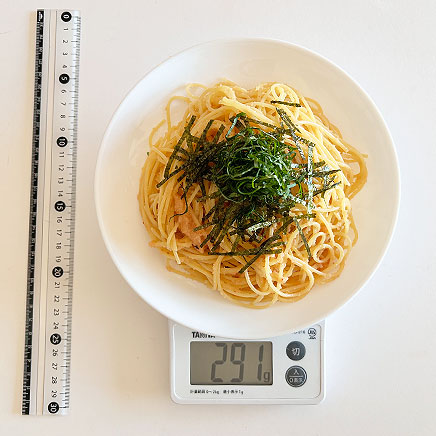 大皿1皿分のたらこの和風パスタ