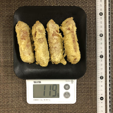 中皿1皿・4本分のウインナーの天ぷら