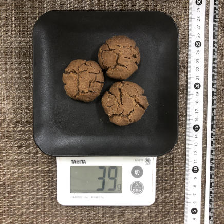 3枚分のココアクッキー