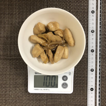 100g分の鶏胸肉のポン酢炒め