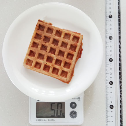 9×9cmの型1枚分のココアワッフル