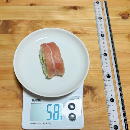 1/3カット分の生ハムロール寿司