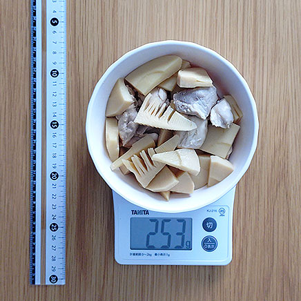 中皿1皿分のたけのこと鶏肉の煮物