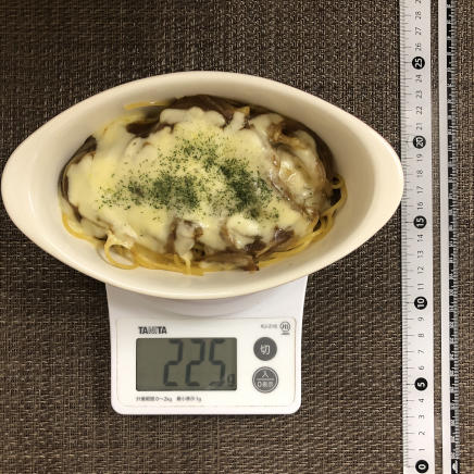 グラタン皿1皿・1人前のカレースパゲティグラタン