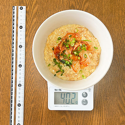 中皿1皿分のオートミールキムチリゾット