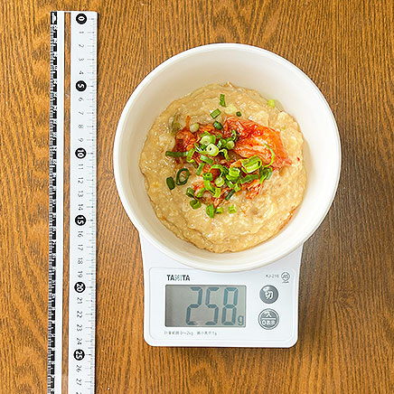 深皿1皿分のオートミールキムチリゾット