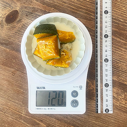 小皿1皿分のかぼちゃの豆乳煮