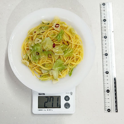 大皿1皿分キャベツのペペロンチーノ