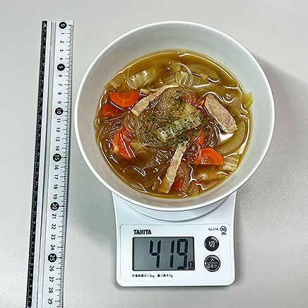 スープボウル1杯分・2人前のコンソメの春雨スープ