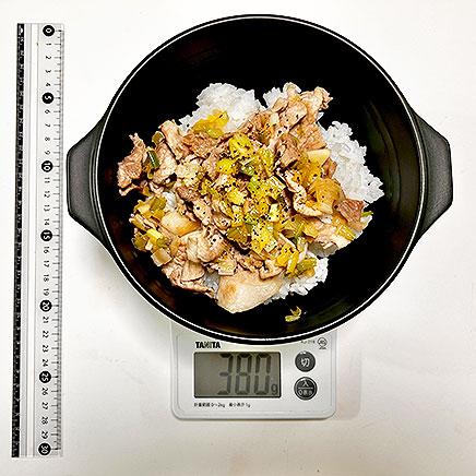 丼1杯分のネギ塩豚丼