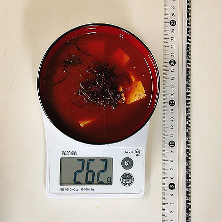 中椀1杯分のふのりの味噌汁