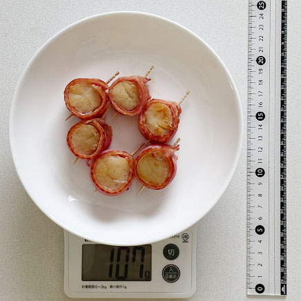 6個分のホタテのベーコン巻き