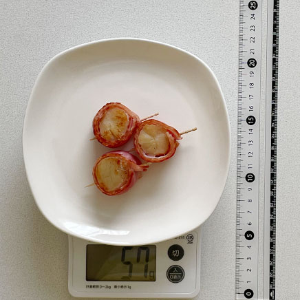 3個分のホタテのベーコン巻き