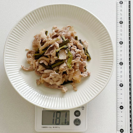 大皿1皿分のすぐきの豚肉炒め