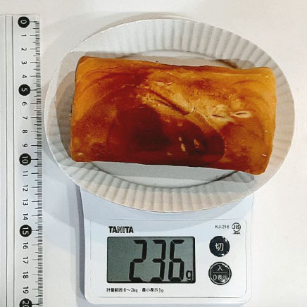 8cm×13cm玉子焼き器で作った1本分の米粉のバウムクーヘン