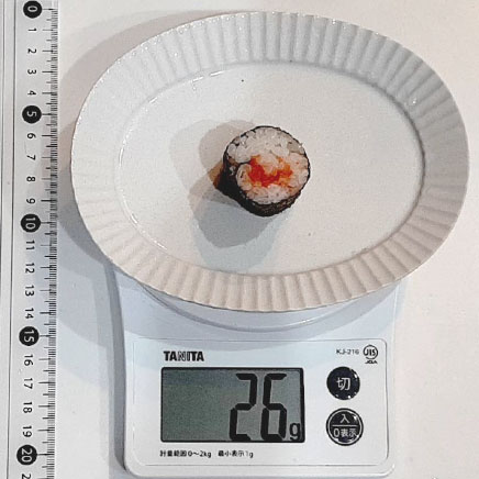 1個分の明太子の海苔巻き