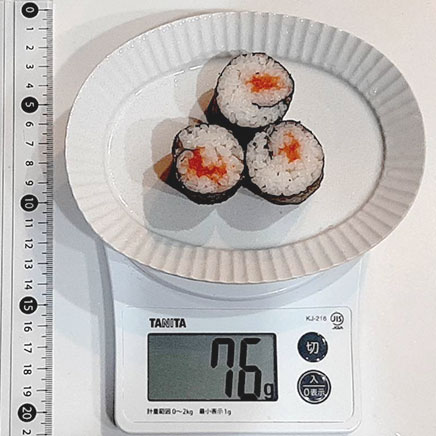 3個分の明太子の海苔巻き